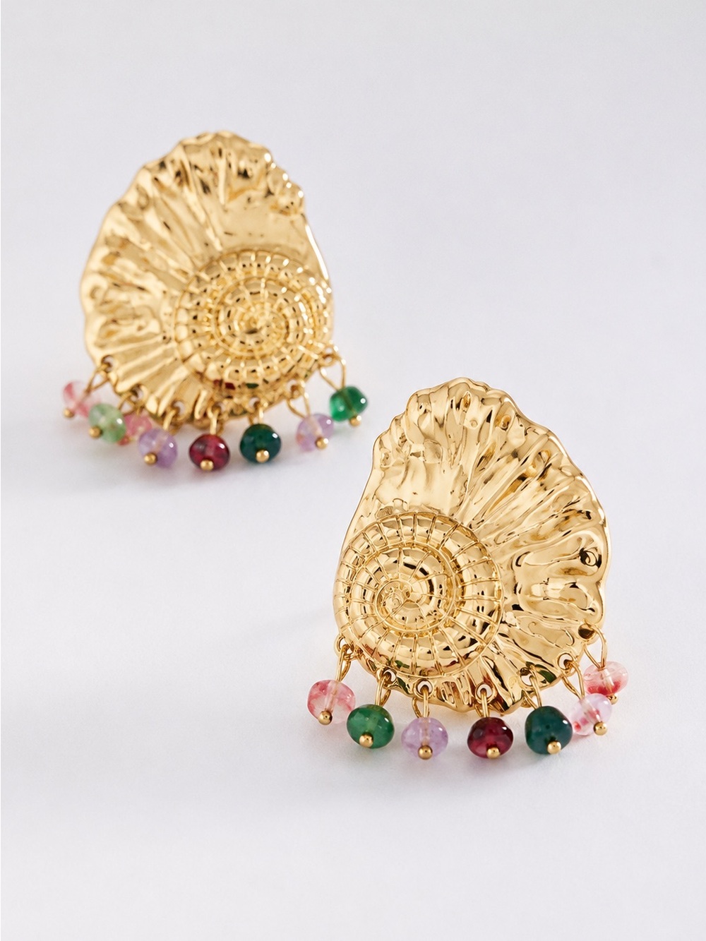 Shell Drop Earrings with Multicolor Beads Summer Vibes